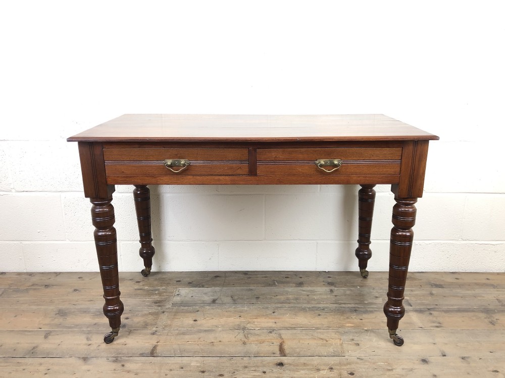 Edwardian Mahogany Two Drawer Side Table