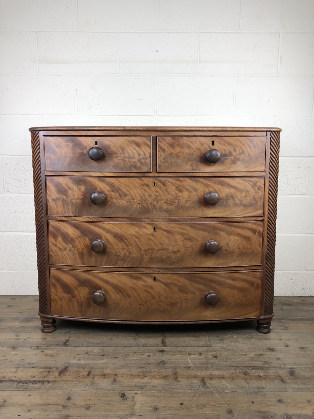 19th Century Mahogany Bow Front Chest of Drawers