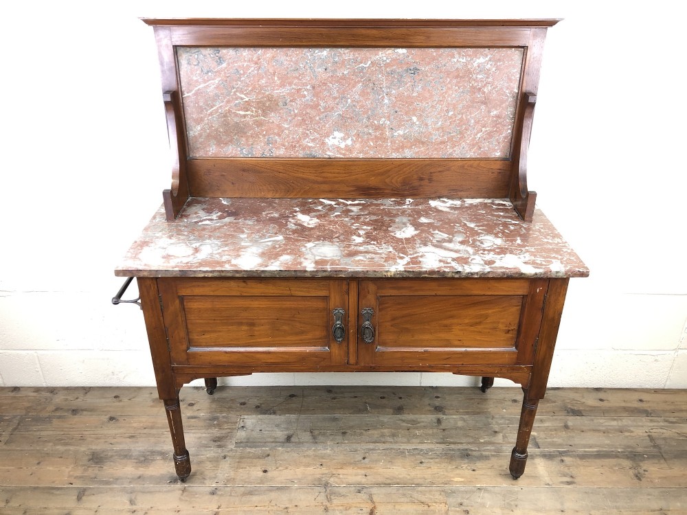 Antique Edwardian Mahogany and Marble Washstand 