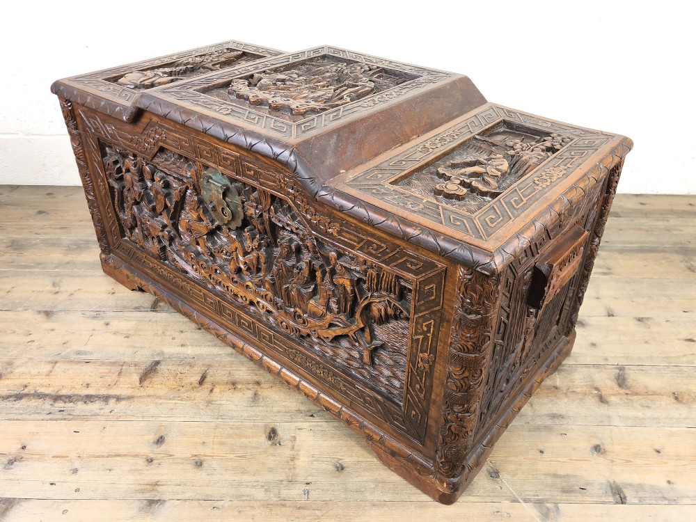 Early 20th Century Carved Camphor Trunk 