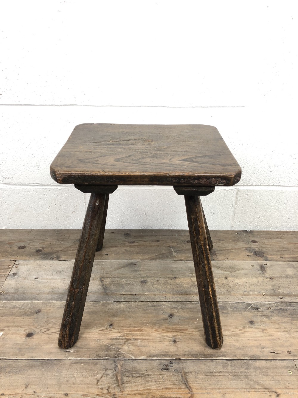 Antique Elm Four Leg Stool
