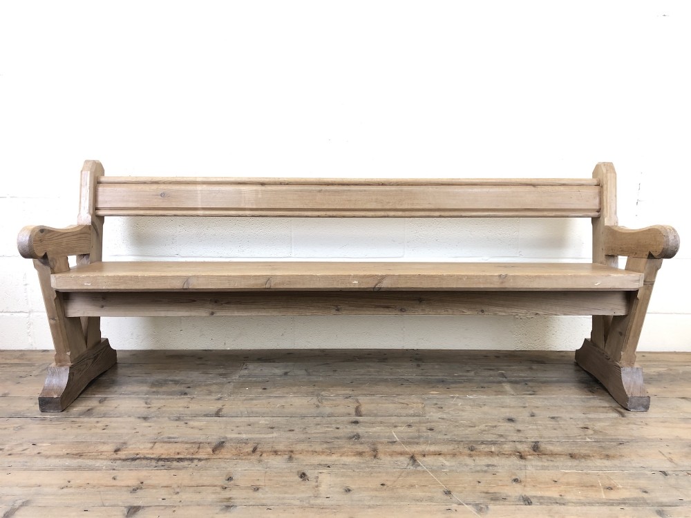 Antique Stripped Pine Open Back Bench