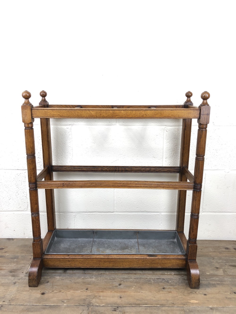 Antique Oak Four Section Stick & Umbrella Hall Stand