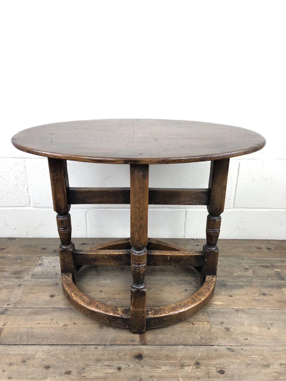 Unusual Antique Oak Oval Top Table