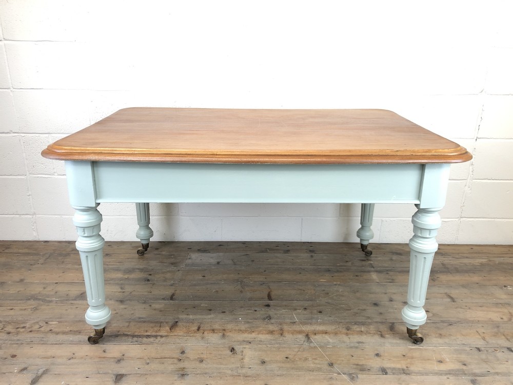 Antique Mahogany Dining Table with Painted Base