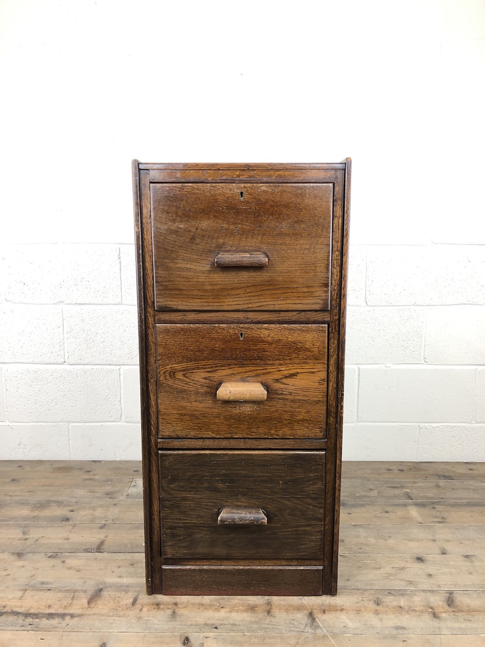 Early 20th Century Antique Oak Three Drawer Filing Cabinet