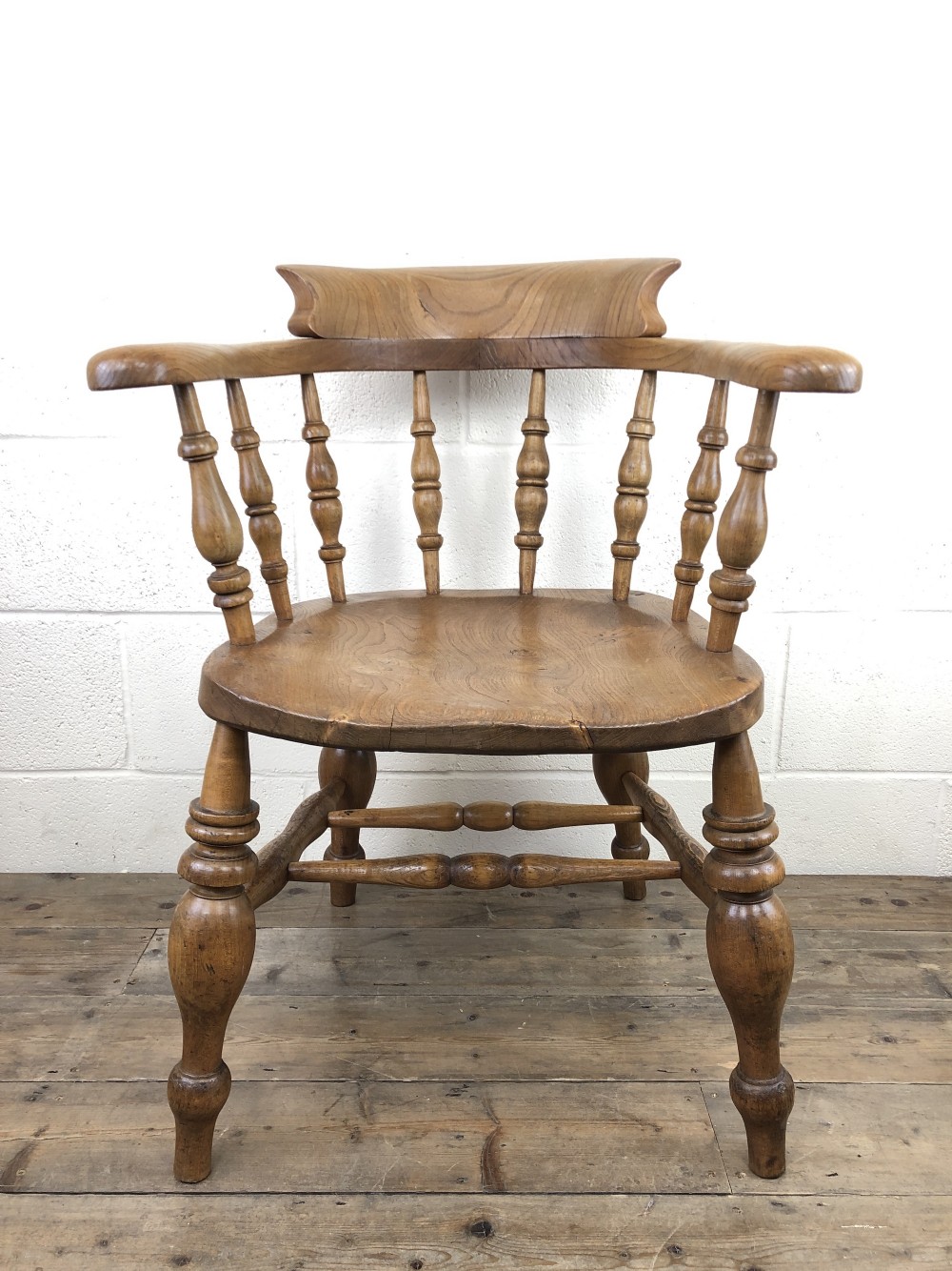 19th Century Beech and Elm Smoker’s Bow Chair