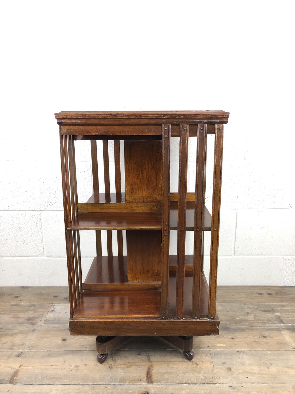 Antique Edwardian Oak and Mahogany Revolving Bookcase