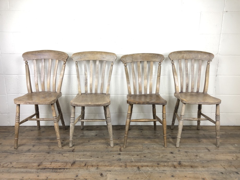 Set of Four Antique Farmhouse Kitchen Chairs
