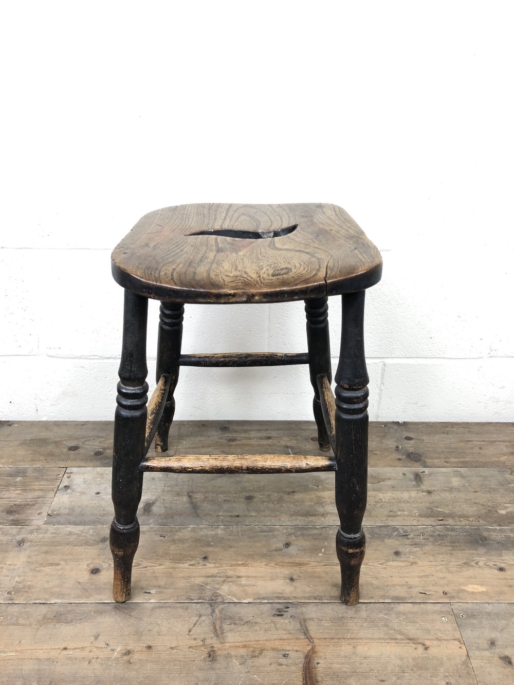 Antique 19th Century Elm Country Made Stool