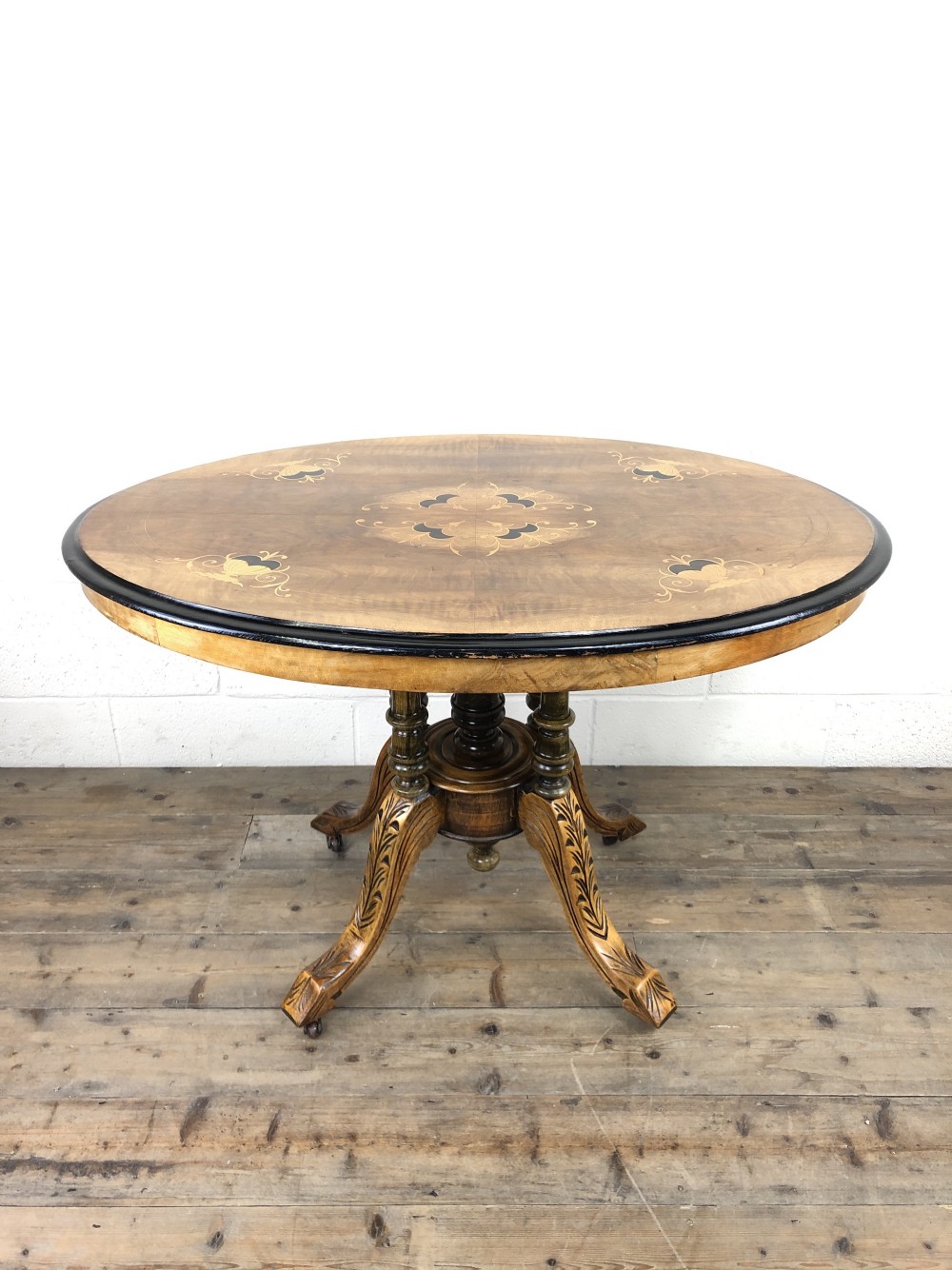 Victorian Walnut and Mixed Woods Inlaid Centre Table