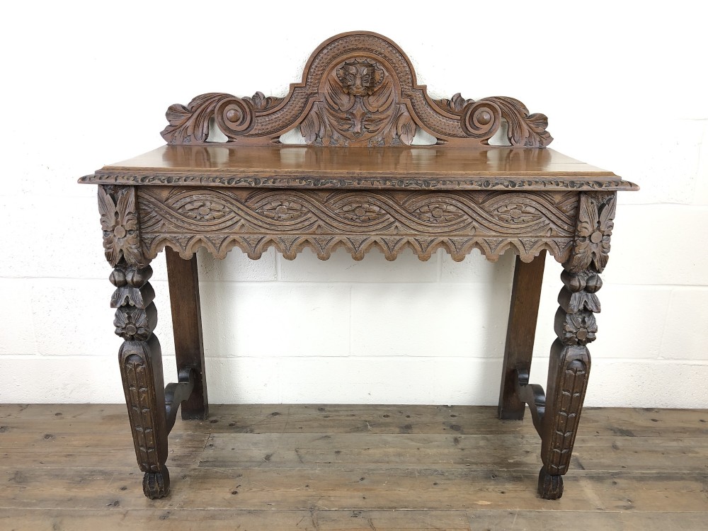 Late Victorian Carved Oak Console Table