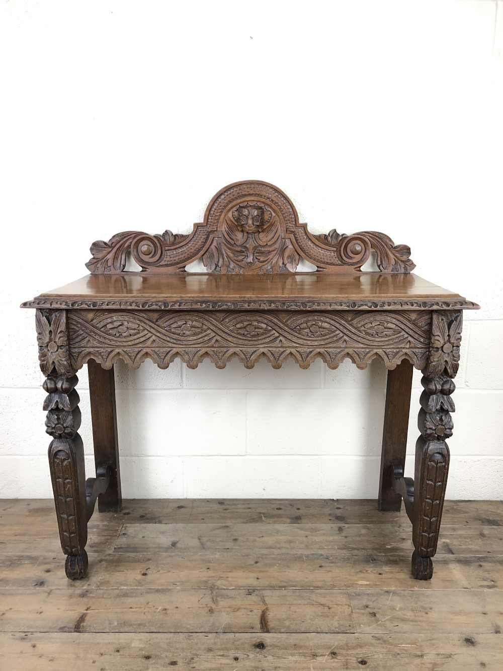 Late Victorian Carved Oak Console Table