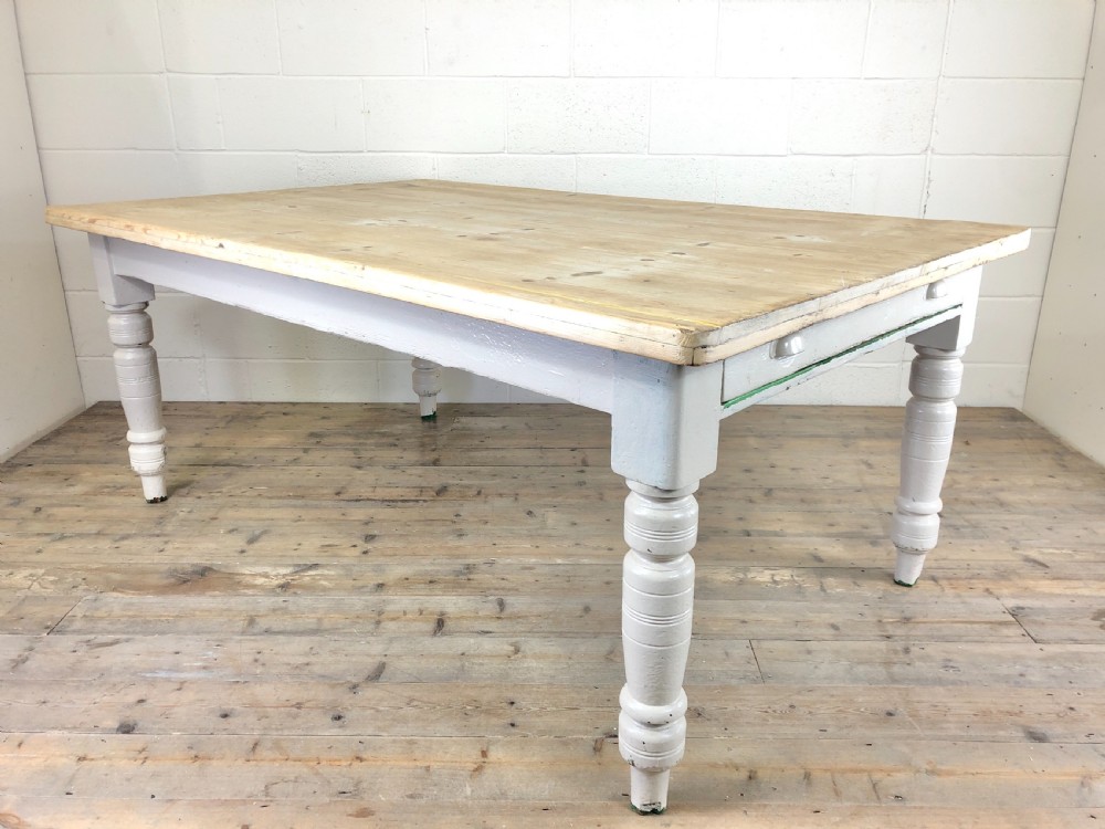 Large Antique Pine Farmhouse Kitchen Table