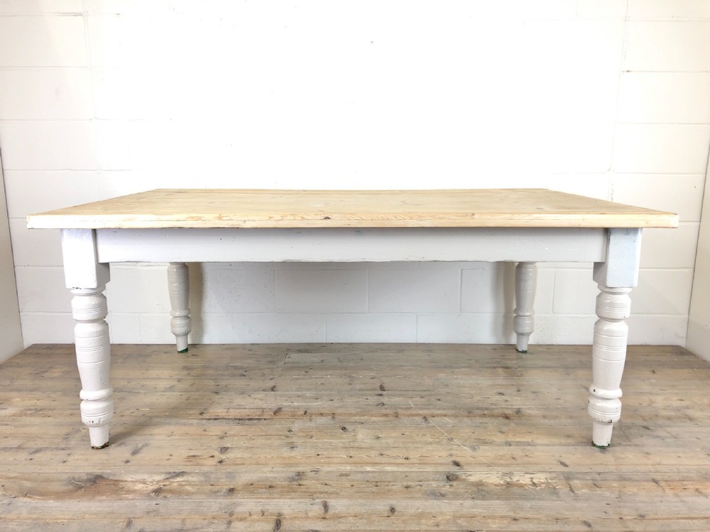 Large Antique Pine Farmhouse Kitchen Table View IX