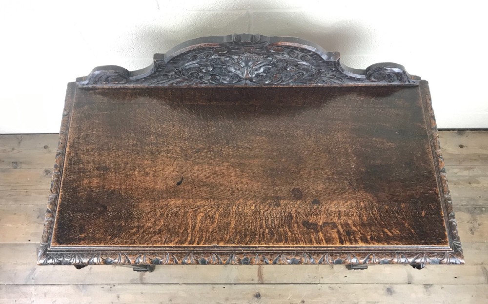Victorian Carved Oak Green Man Side Table  View VII