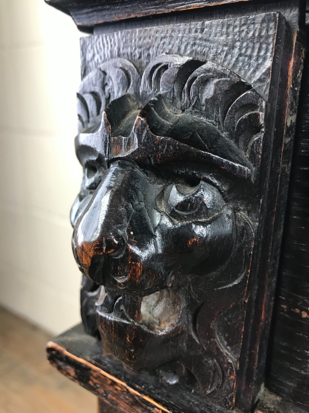 Victorian Carved Oak Green Man Side Table  View IX