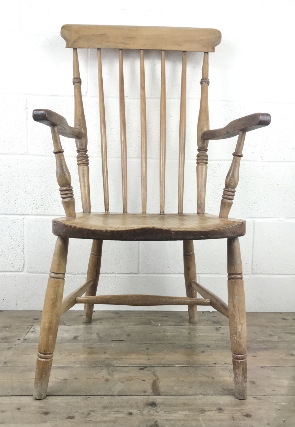 Antique Beech and Elm Farmhouse Windsor Armchair View V