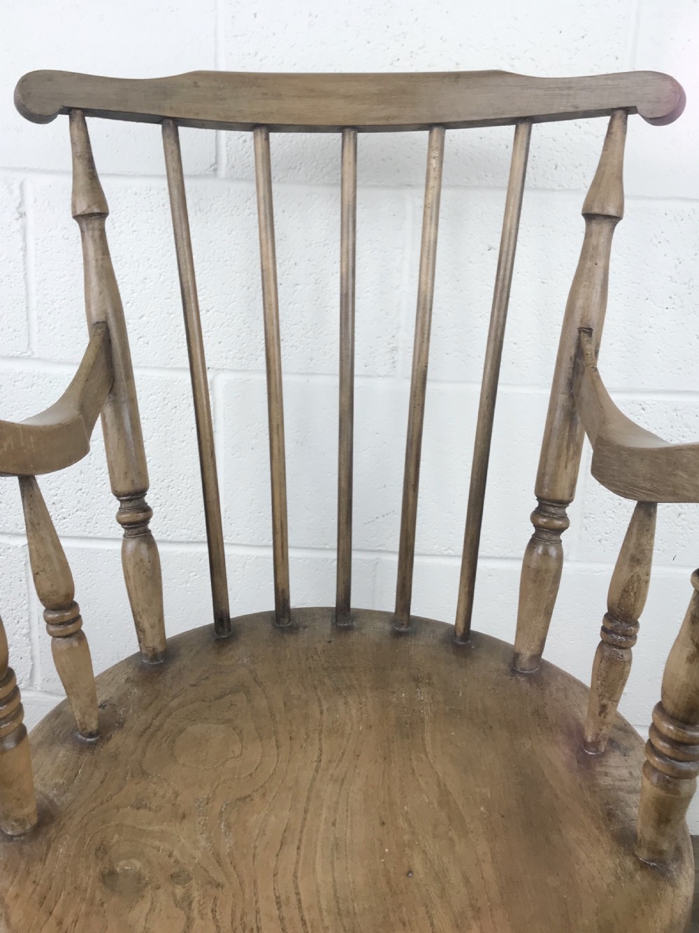 Early 20th Century Antique Beech Penny Seat Armchair View VIII