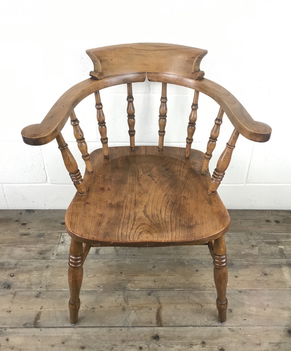Antique Beech and Elm Smoker’s Bow Armchair View II