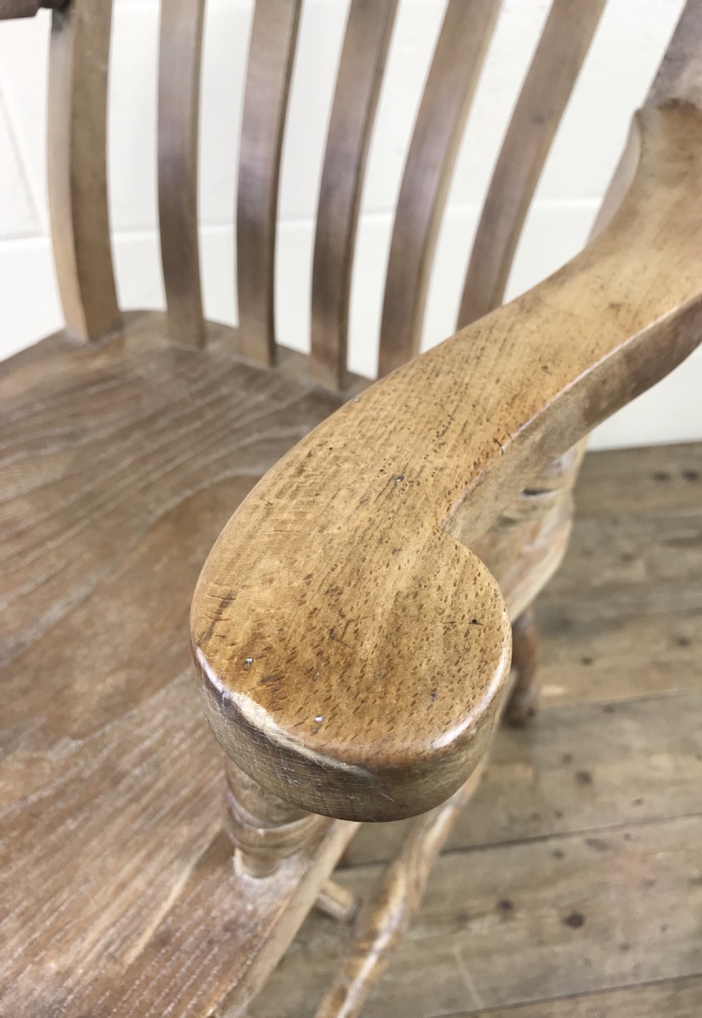 Antique Beech and Elm Farmhouse Windsor Armchair View VIII