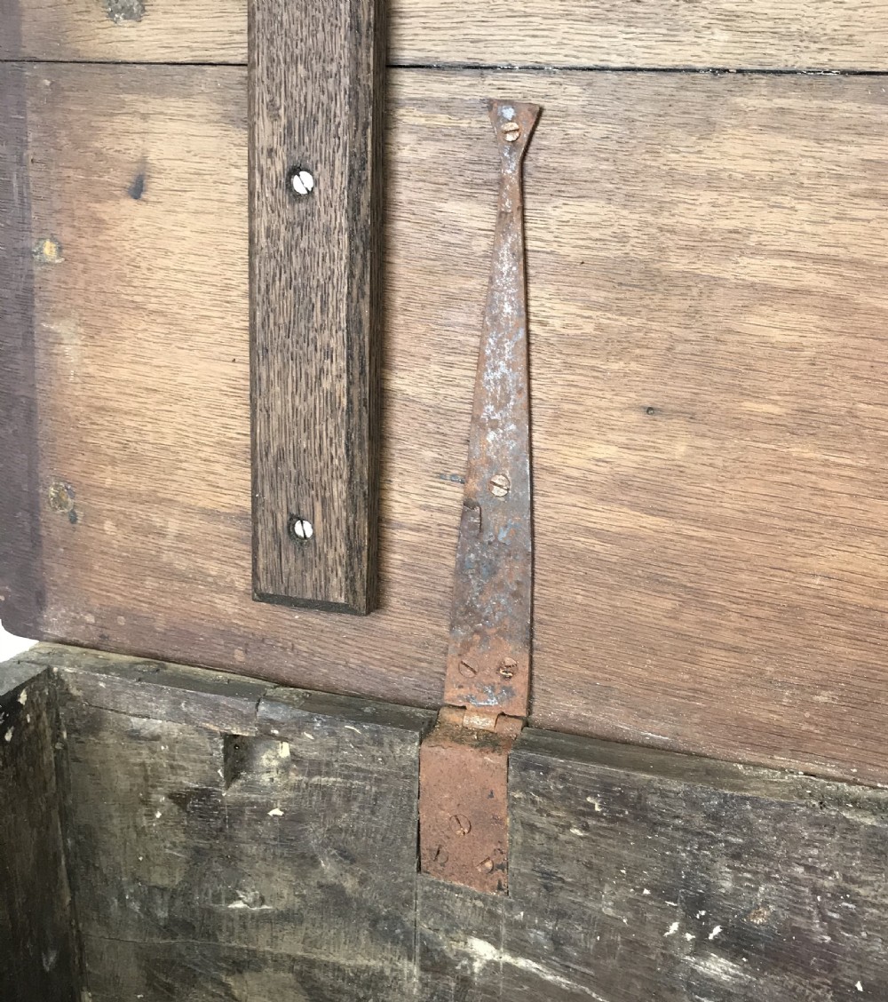 Antique 18th Century Oak Coffer with Carved Detail View VIII