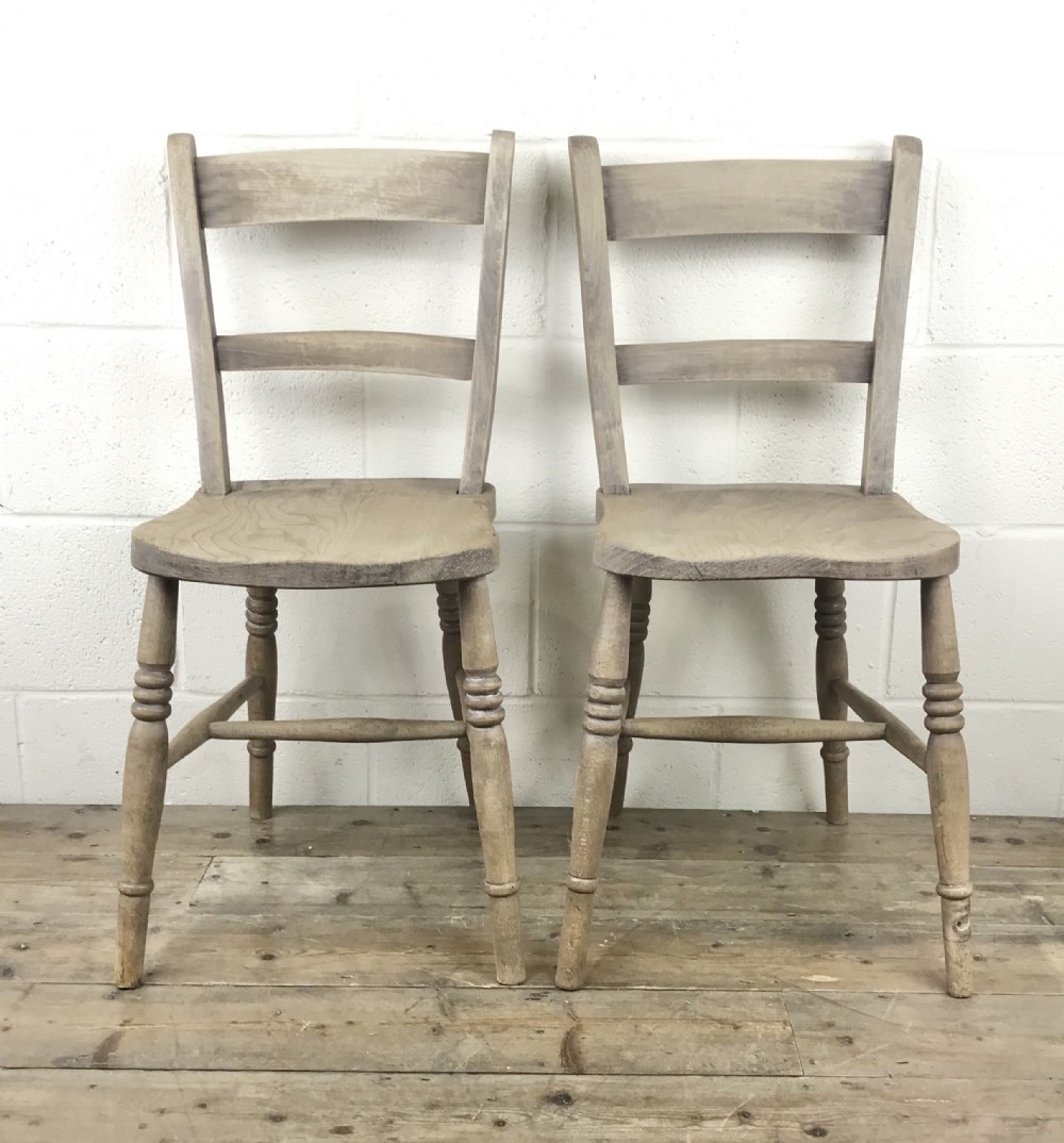 Pair of Antique Bar Back Farmhouse Chairs