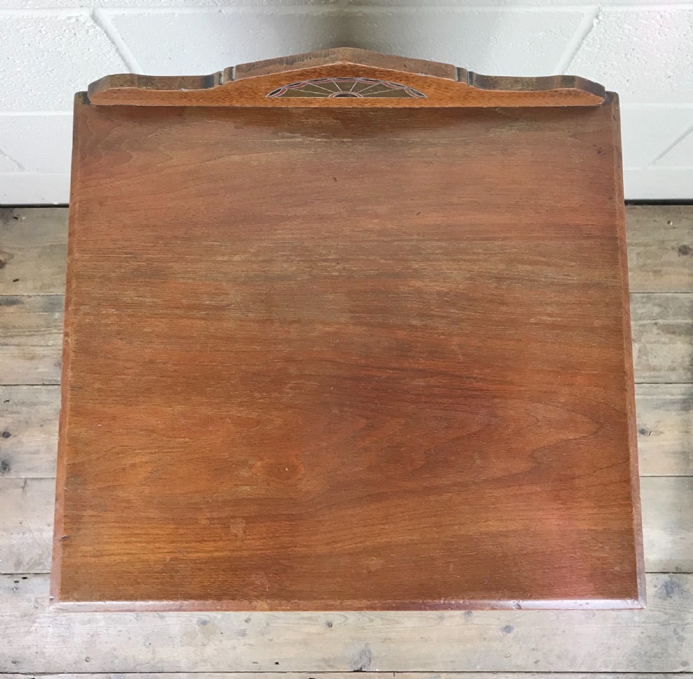 Antique Mahogany Single Door Cupboard with Painted Detail View IV