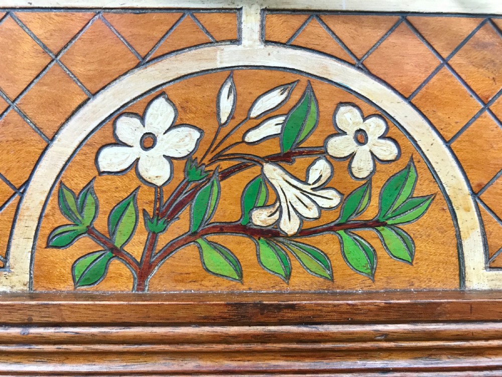 Antique Mahogany Single Door Cupboard with Painted Detail View VII