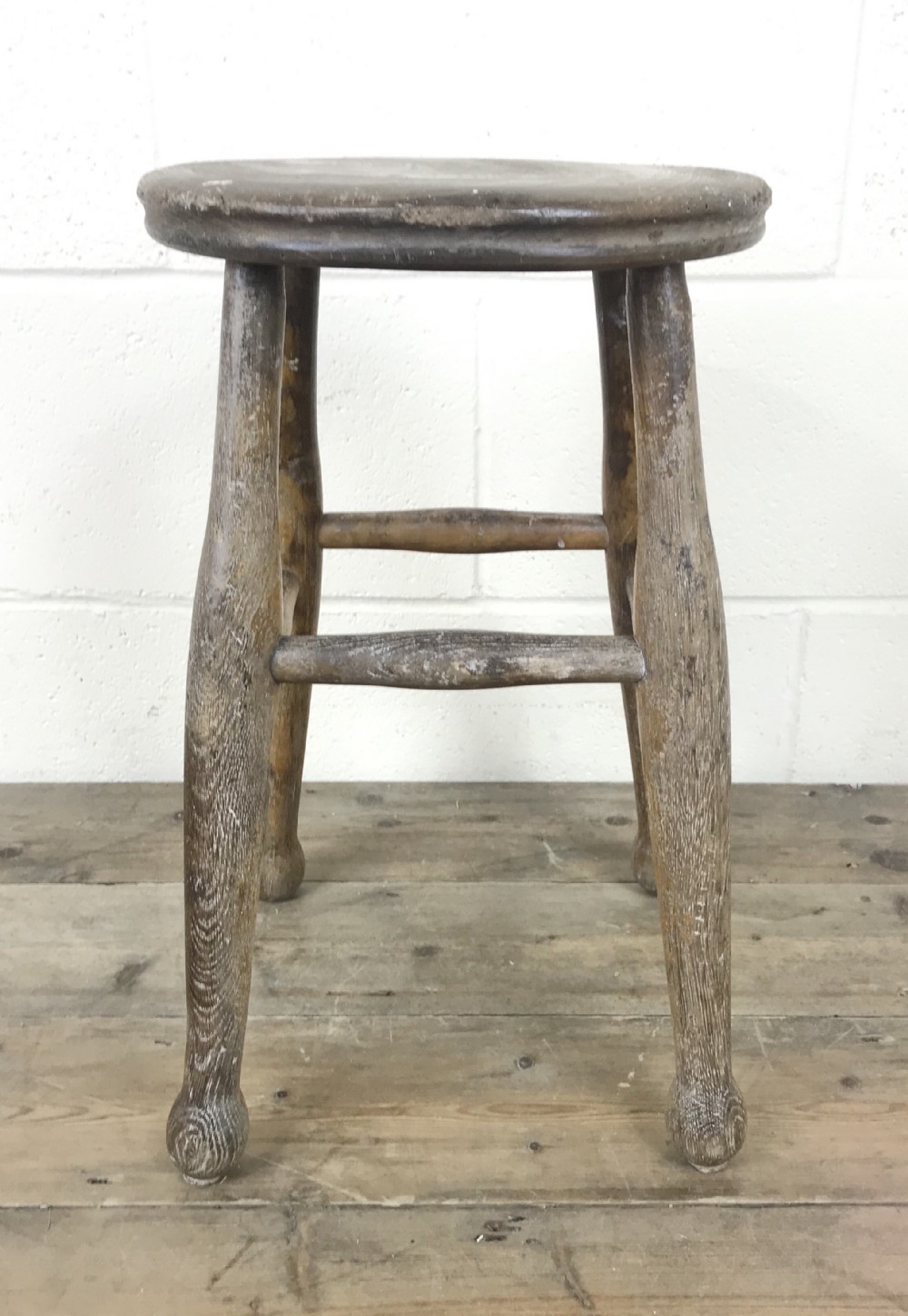 Antique 19th Century Elm Farmhouse Stool