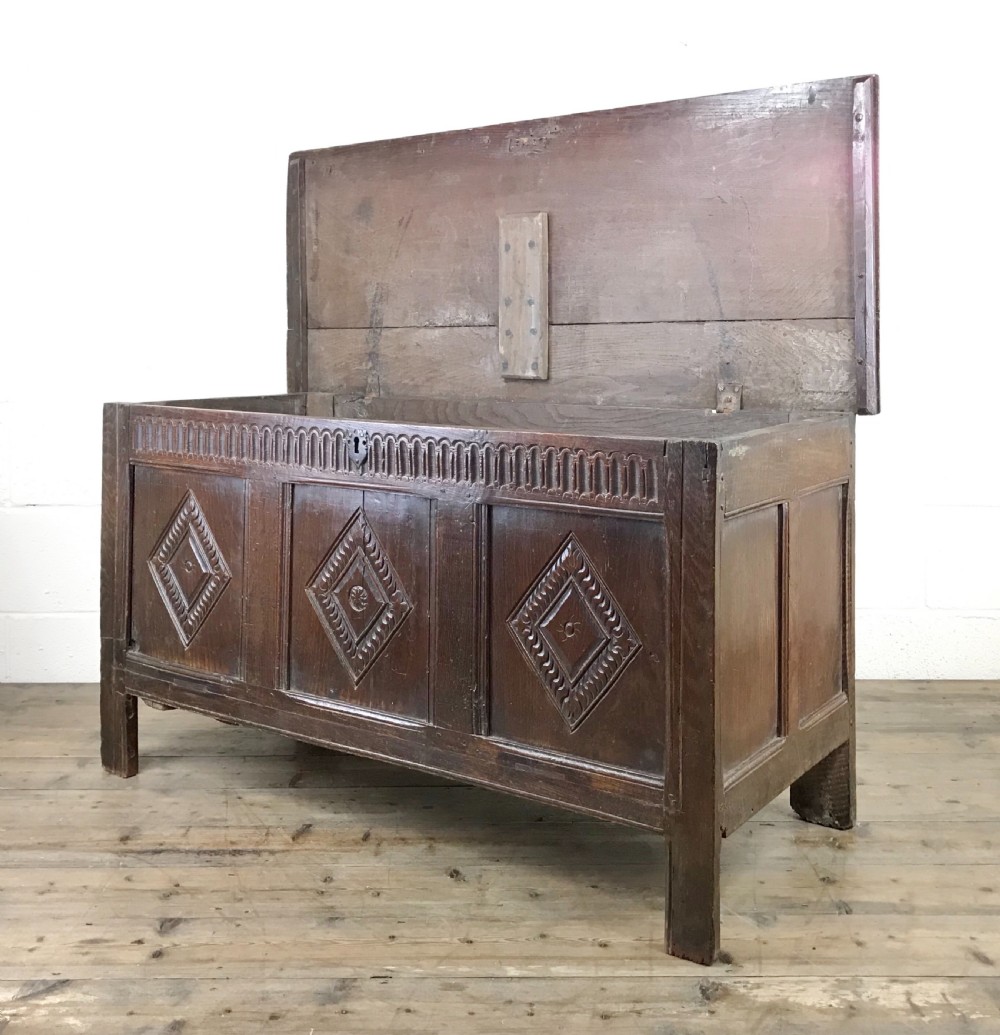 Antique 18th Century Carved Oak Coffer View IX