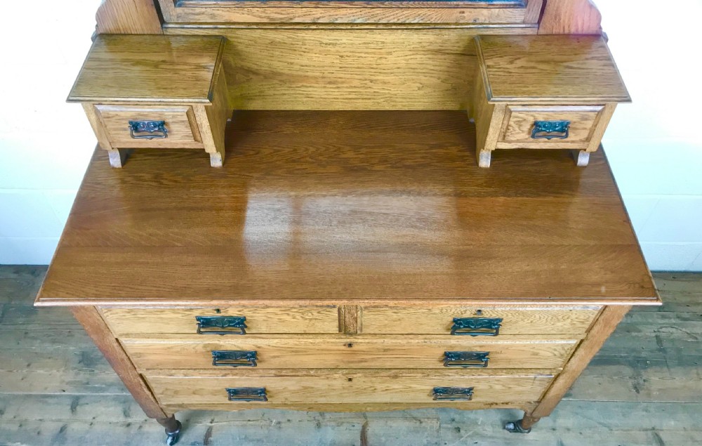 Antique Edwardian Oak Dressing Table Chest View VI