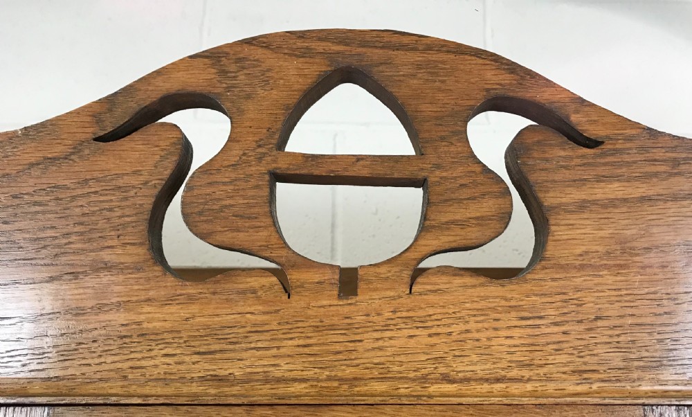 Antique Edwardian Oak Mirror Wardrobe View VI