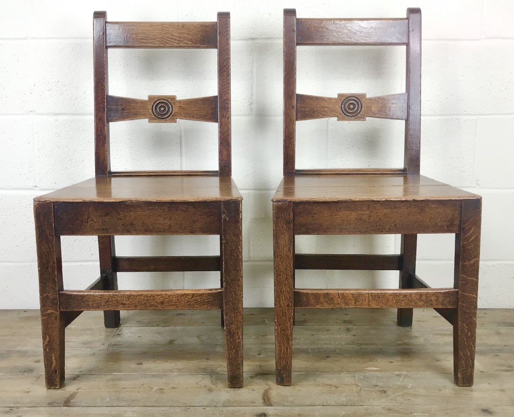 Pair of Antique Oak Bar Back Farmhouse Chairs