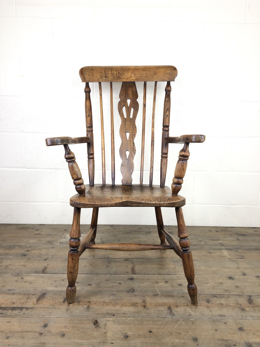 Antique Beech and Elm Windsor Armchair