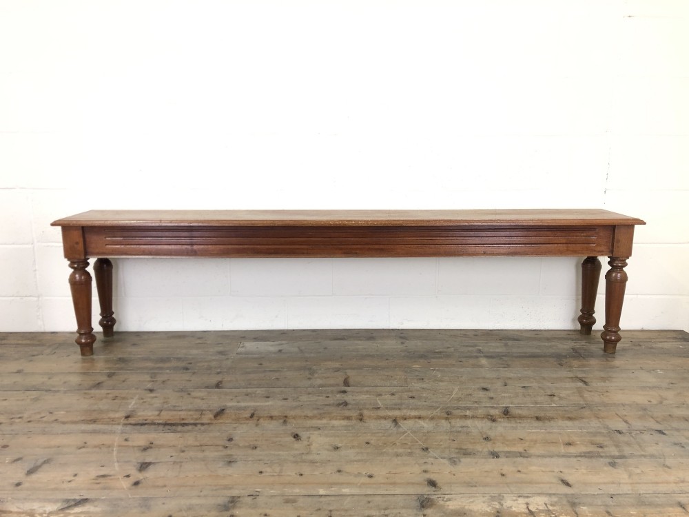 Long Victorian Mahogany Hall Bench