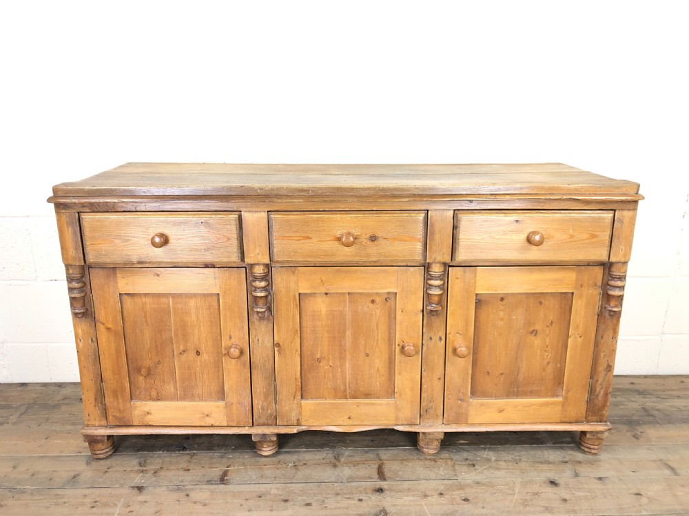 Rustic Antique Pine Dresser Base Sideboard View II