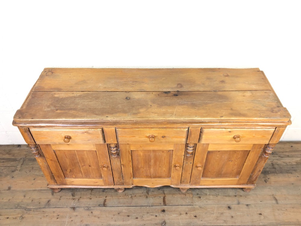 Rustic Antique Pine Dresser Base Sideboard View III