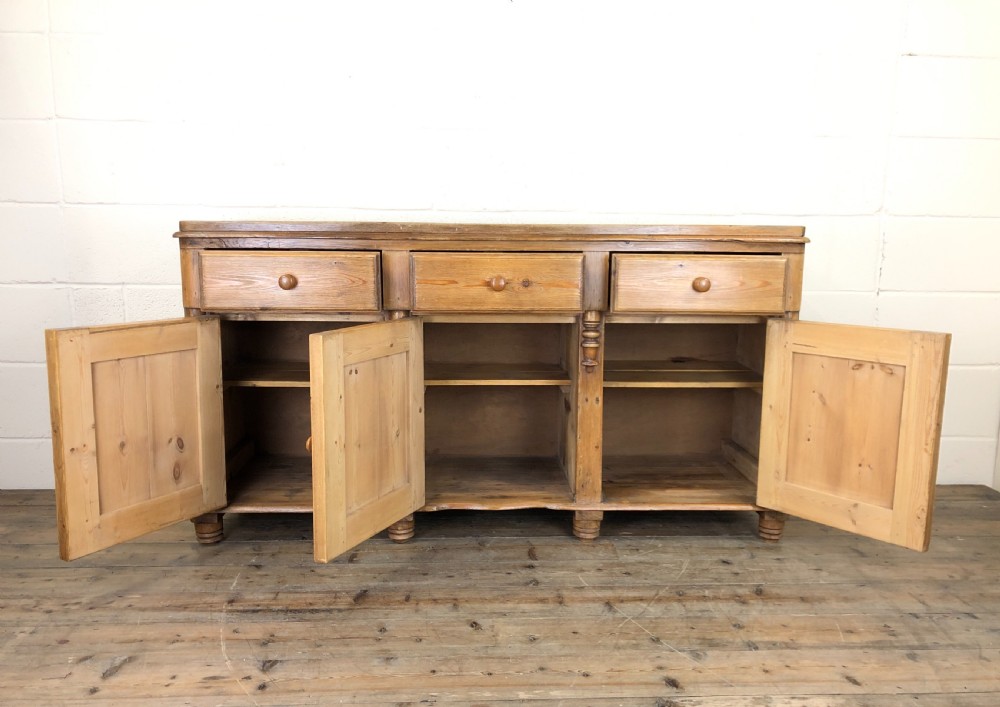 Rustic Antique Pine Dresser Base Sideboard View IV