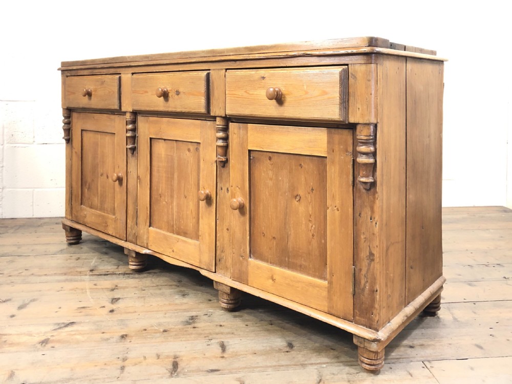 Rustic Antique Pine Dresser Base Sideboard View X