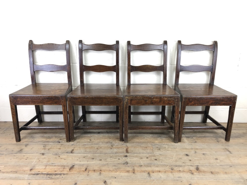 Set of Four 19th Century Oak Farmhouse Chairs