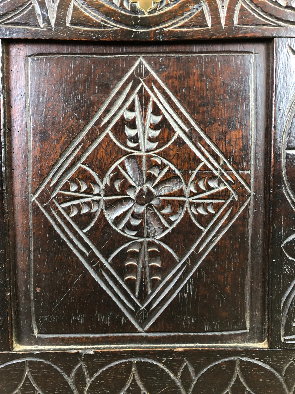 Antique 18th Century Carved Oak Coffer  View VII