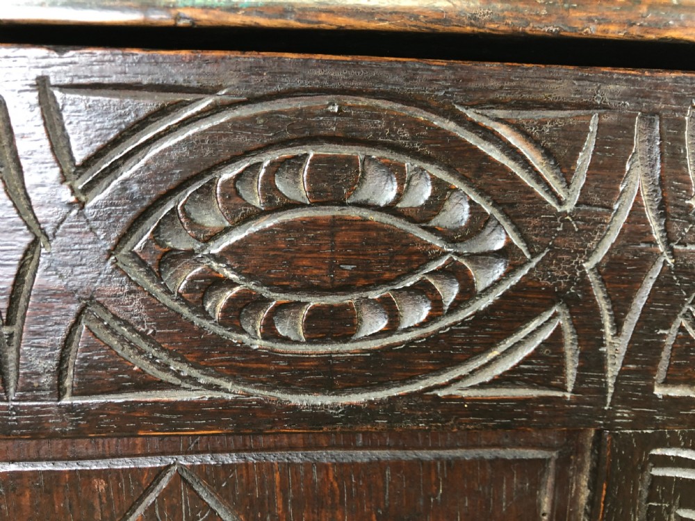 Antique 18th Century Carved Oak Coffer  View VIII