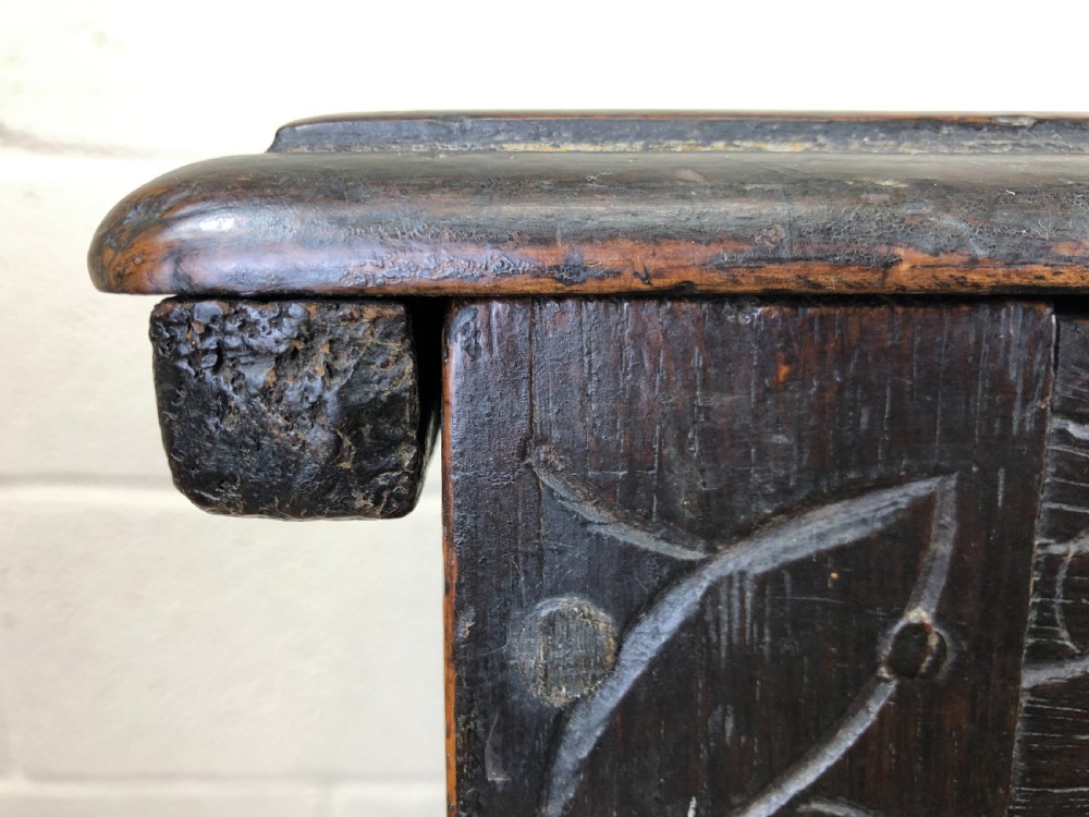 Antique 18th Century Carved Oak Coffer  View IX