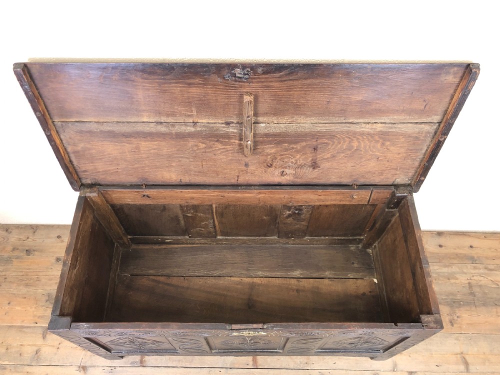 Antique 18th Century Carved Oak Coffer  View XII