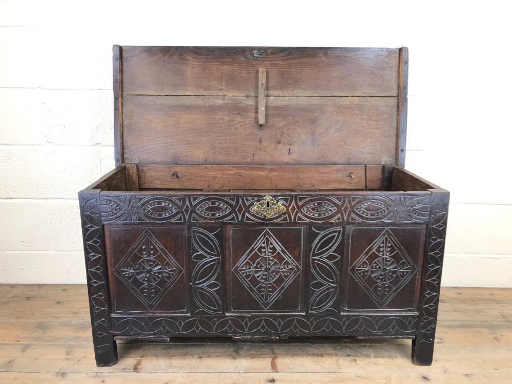 Antique 18th Century Carved Oak Coffer  View XIII