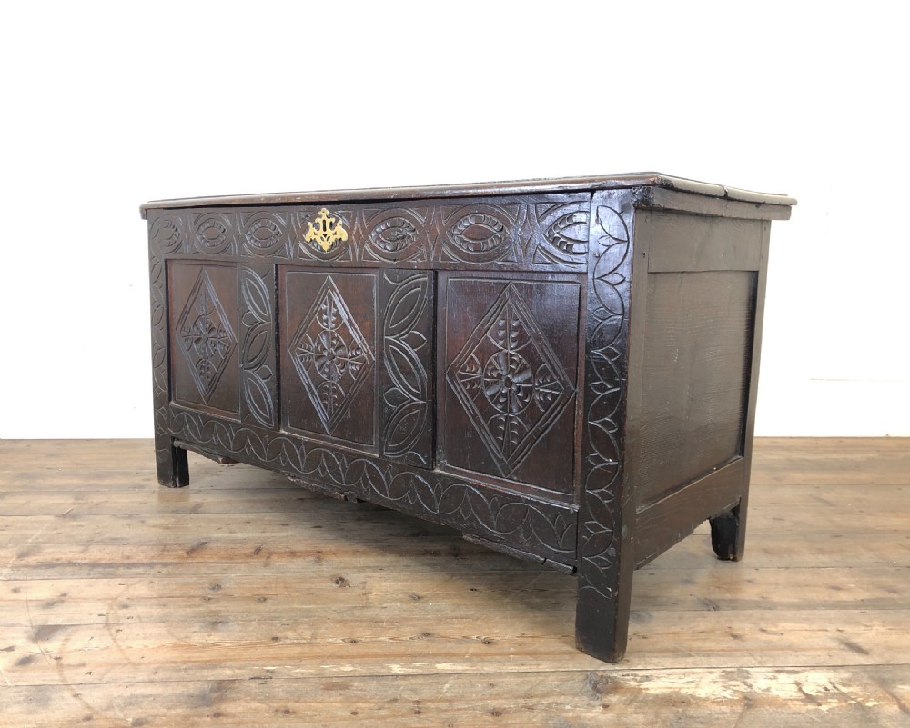 Antique 18th Century Carved Oak Coffer  View XIV