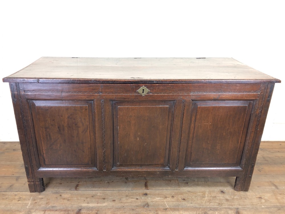 Antique 18th Century Oak Coffer with Panel Front