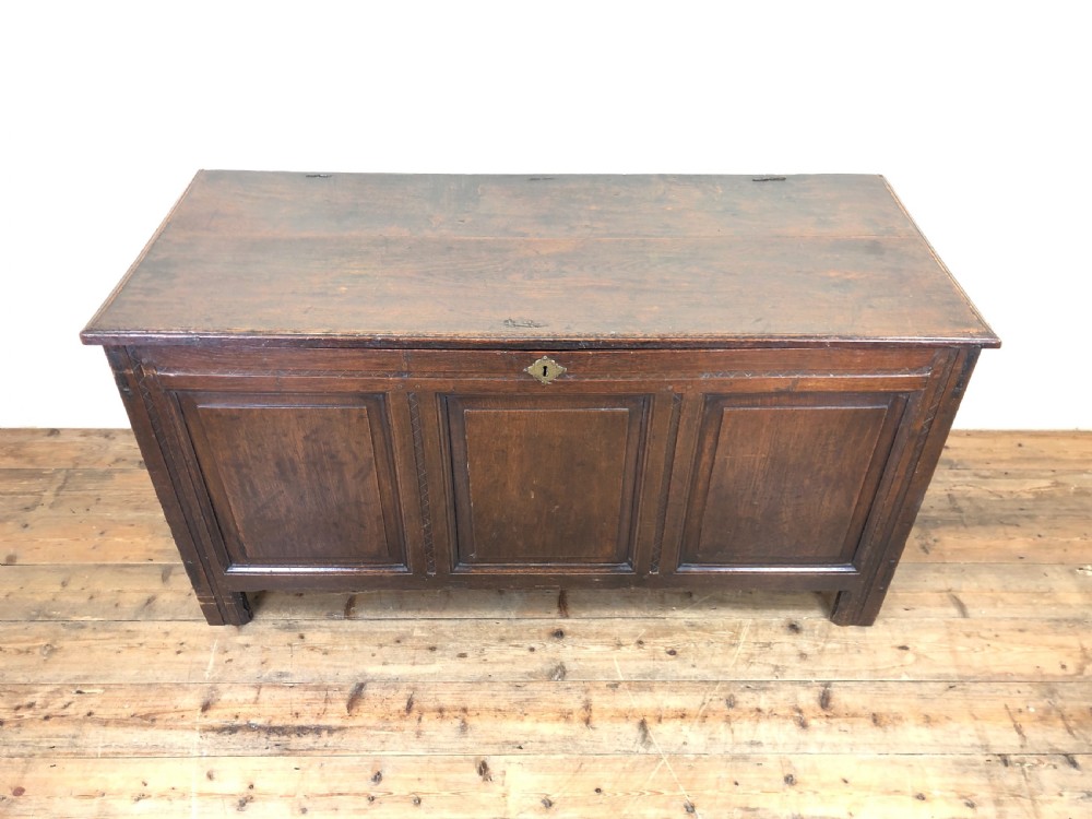 Antique 18th Century Oak Coffer with Panel Front View II
