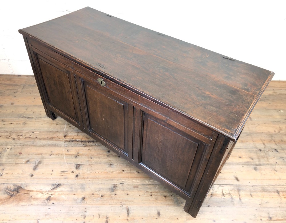 Antique 18th Century Oak Coffer with Panel Front View XI